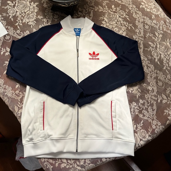 (2) Mens Adidas XL SportsJacket. Navy Blue, White, Red Details. - Picture 3 of 3